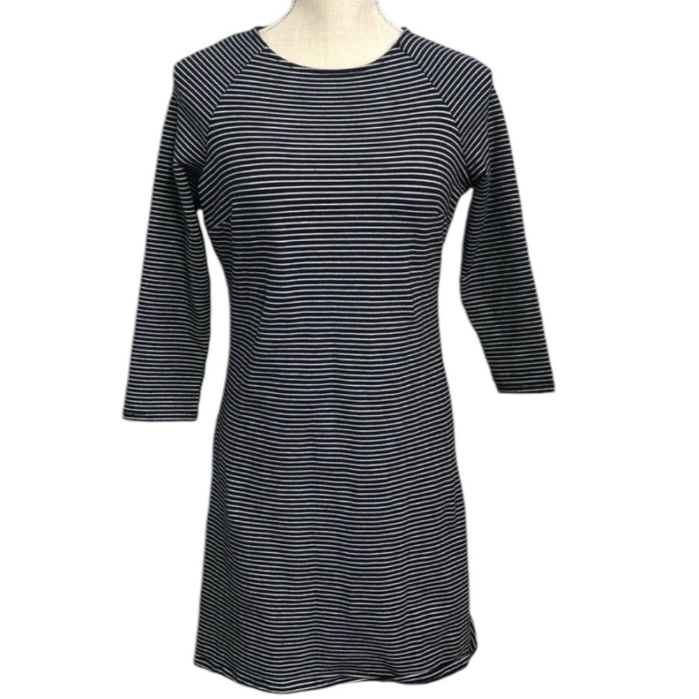 Workshop Republic Size Small Navy Striped Dress Fitted Stretch Sheath Dress